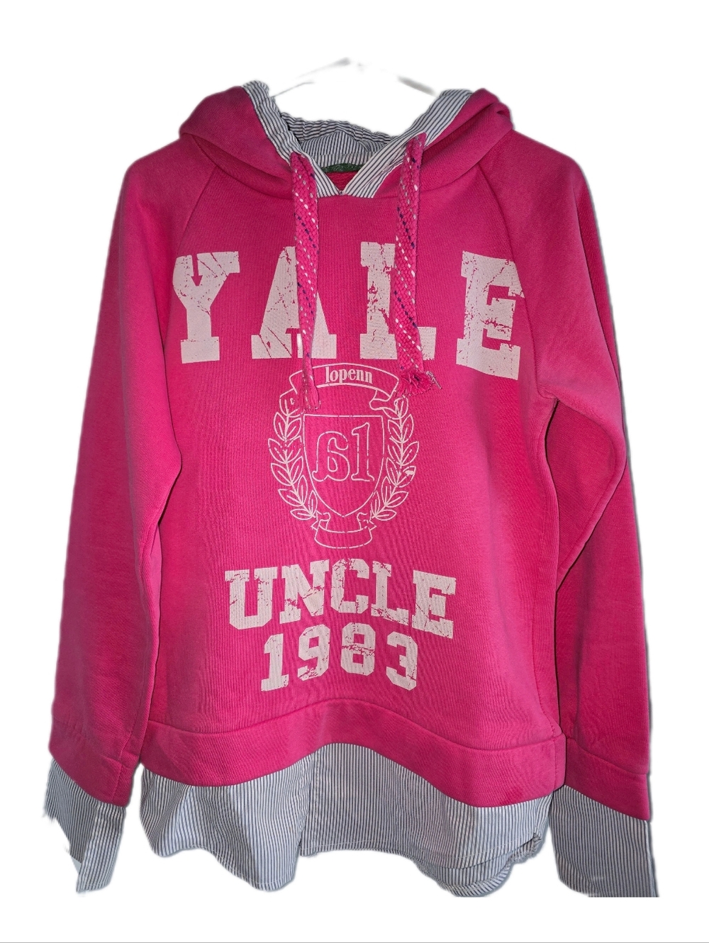 YALE Uncle Pink Layered Hoodie Sweatshirt